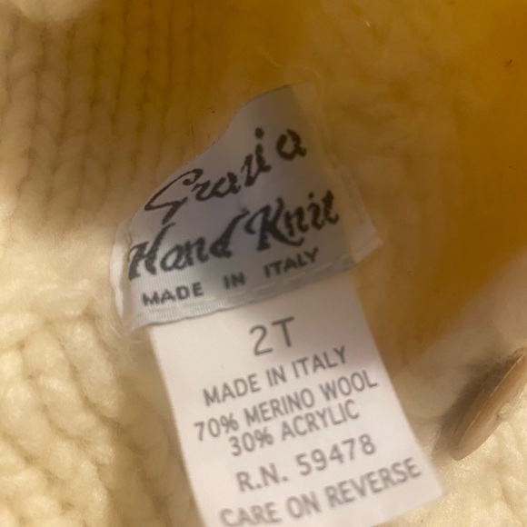 Hand knitted by Grazia made in Italy merino wool vintage toddler cardigan sz 2T - Picture 4 of 11